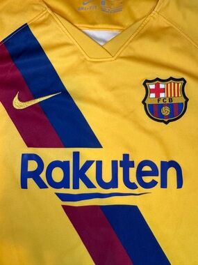 Nike Yellow Barcelona Dri-FIT Soccer Jersey with Red Accent